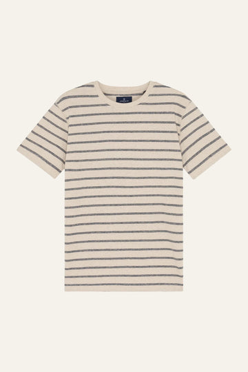 Tee-shirt coton-lin marinière bleu marine