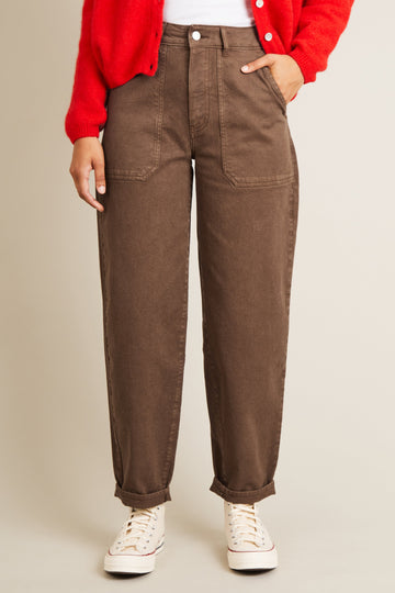 Jean balloon marron