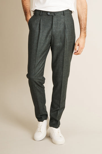 Pantalon à pinces flanelle vert