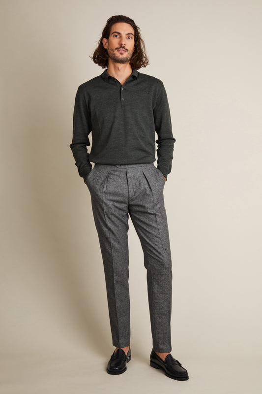 Pantalon patte de serrage laine gris