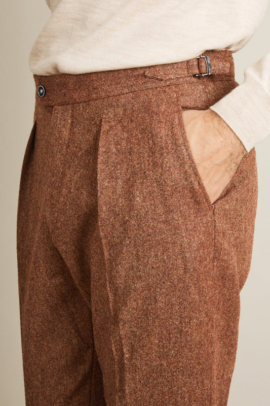 Pantalon patte de serrage laine terracotta