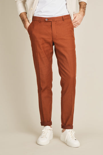 Chino coton-lin terracotta