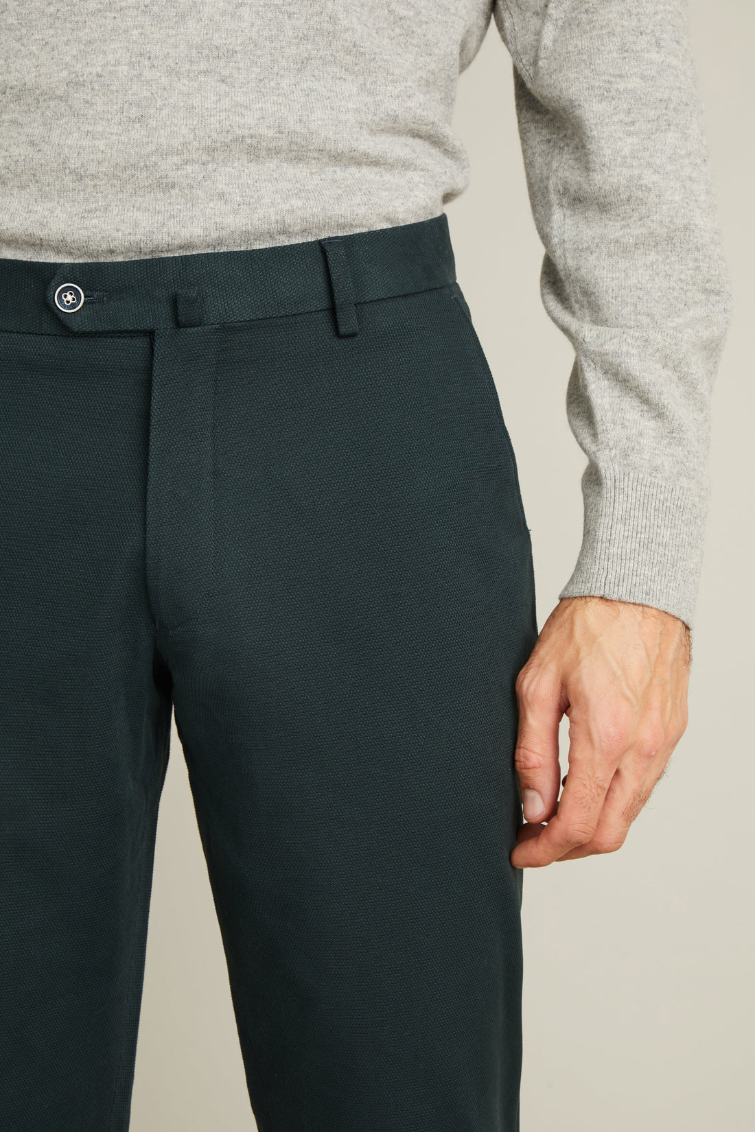 Chino texturé vert anglais