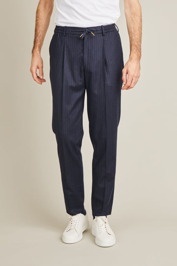 Pantalon jogpant flanelle bleu marine