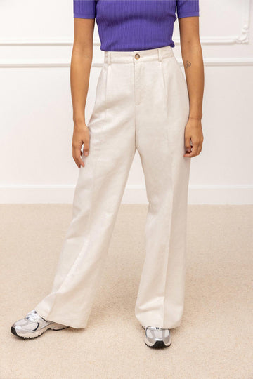 Pantalon palazzo léger écru