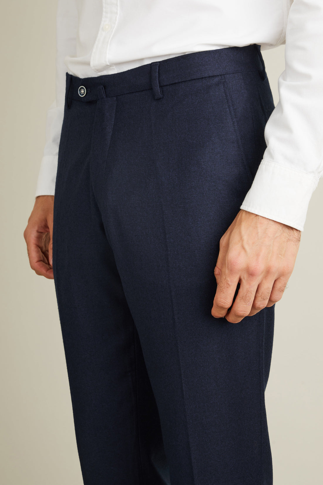 Pantalon flanelle bleu chiné