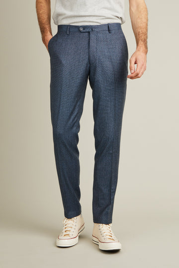 Pantalon flanelle bleu tweed