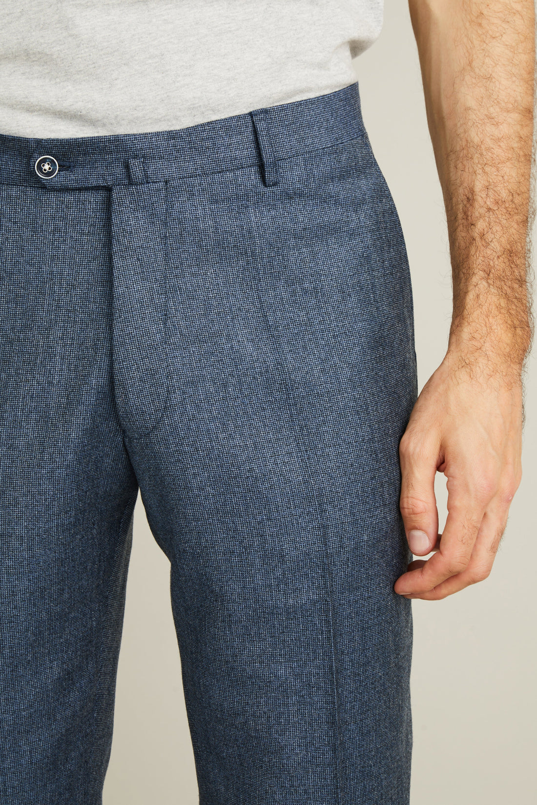 Pantalon flanelle bleu tweed