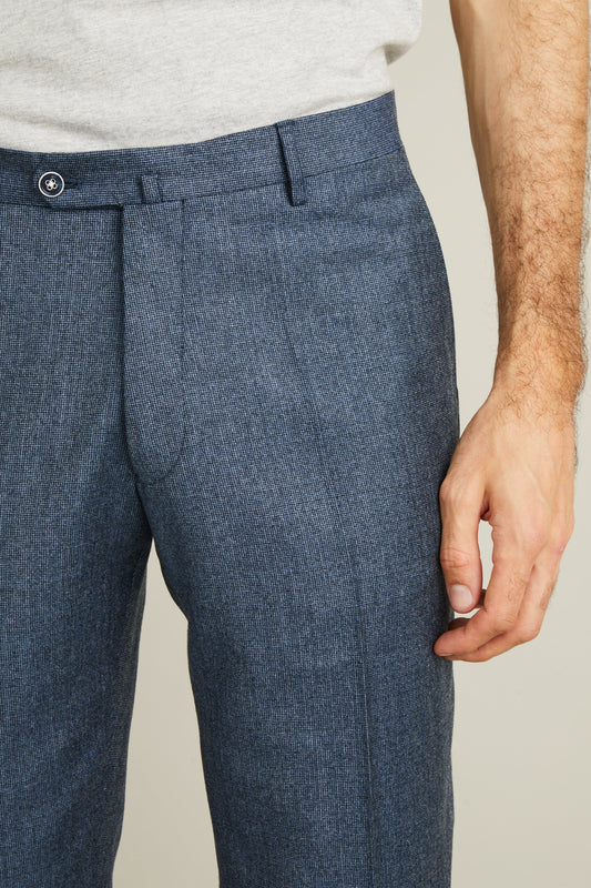 Pantalon flanelle bleu tweed