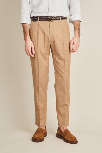 Pantalon à pinces léger brun