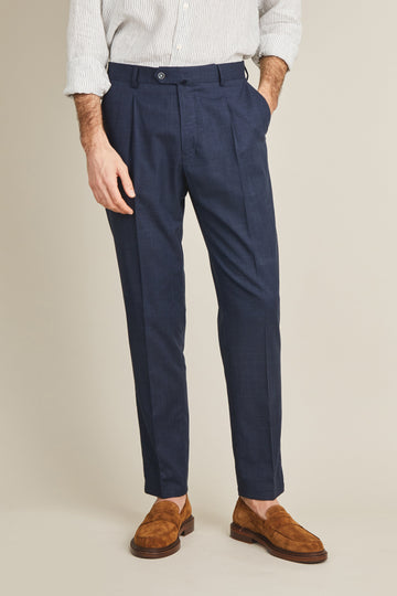 Pantalon à pinces léger bleu marine