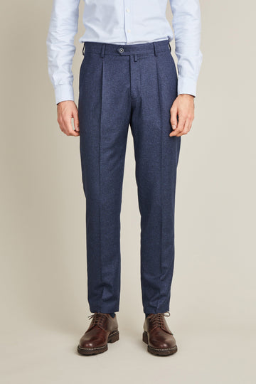 Pantalon à pinces flanelle bleu marine