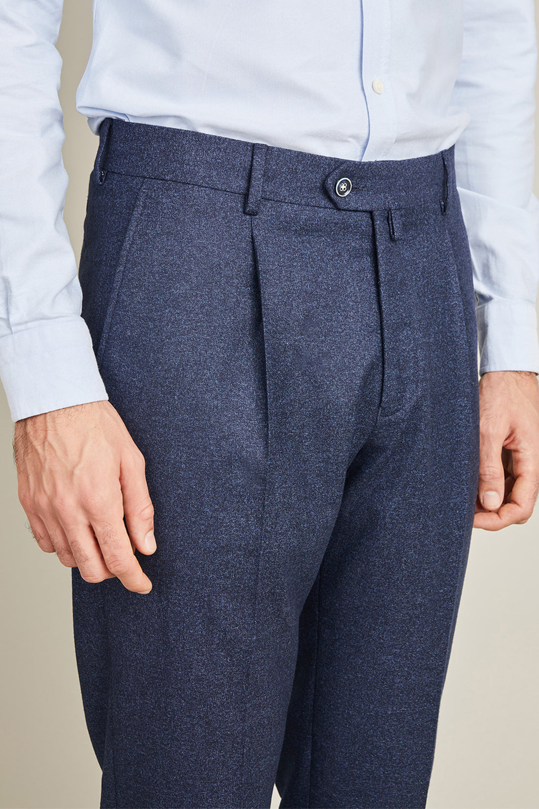 Pantalon à pinces flanelle bleu marine