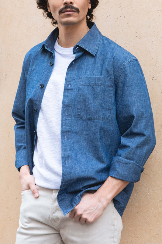 Surchemise chambray bleu