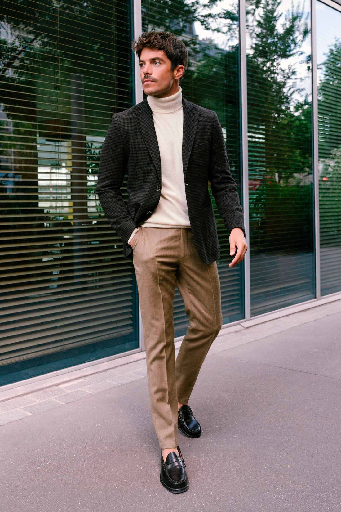 Pantalon flanelle stretch camel