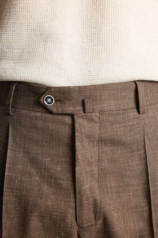 Pantalon à pinces léger marron