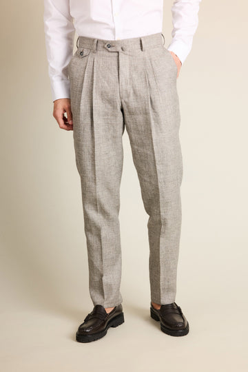 Pantalon double pinces léger pied de puce