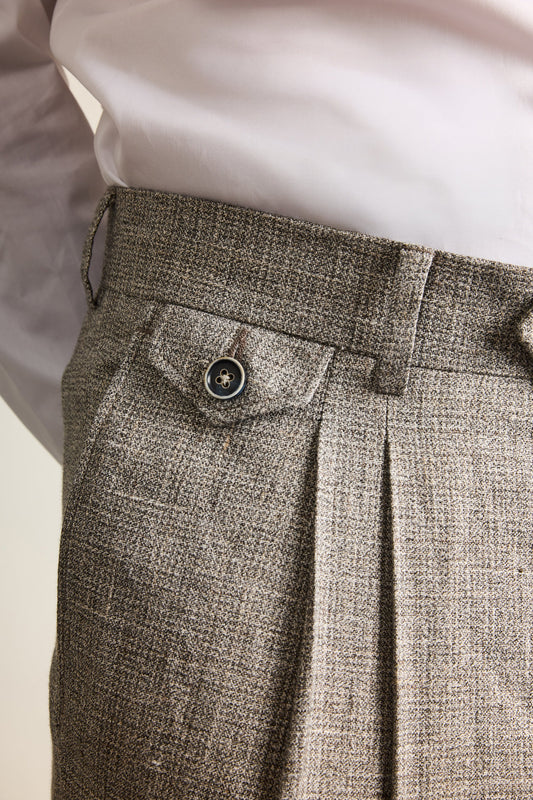 Pantalon double pinces léger pied de puce