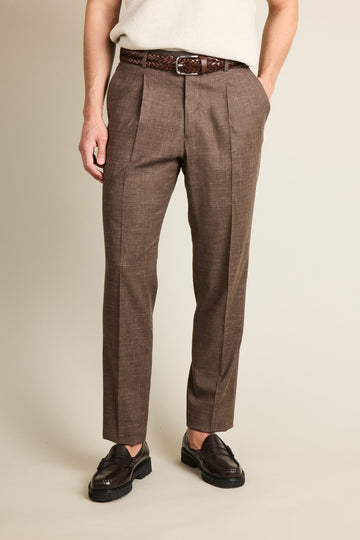Pantalon à pinces léger marron
