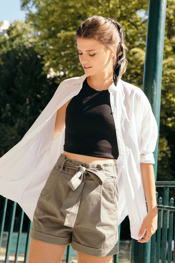 Short Ceinturé Kaki